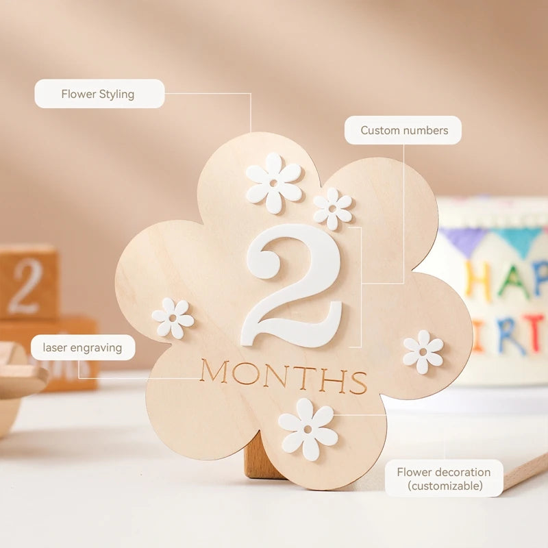 Carte en Bois Anniversaire Bébé