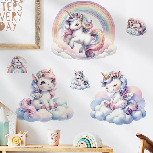 Autocollants muraux décoratifs licorne en vinyle